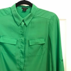 Green ANN TAYLOR Button Down